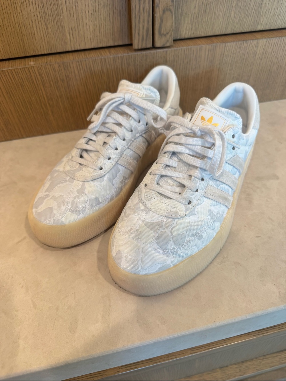 adidas Women's White Camo Low-Top Sneakers